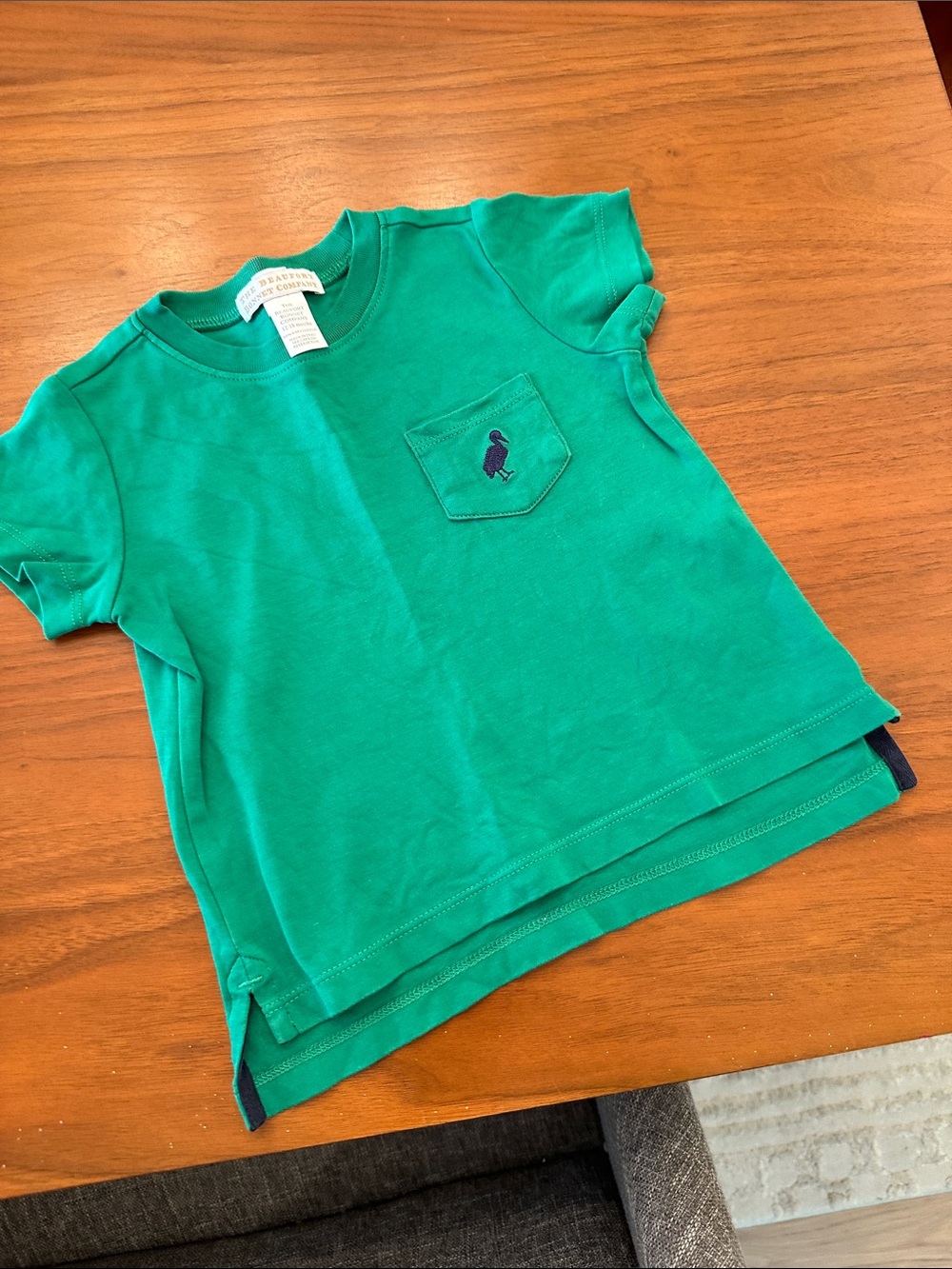 TBBC The Beaufort Bonnet Company Kids Kelly Green Pocket Tee size 12-18 months